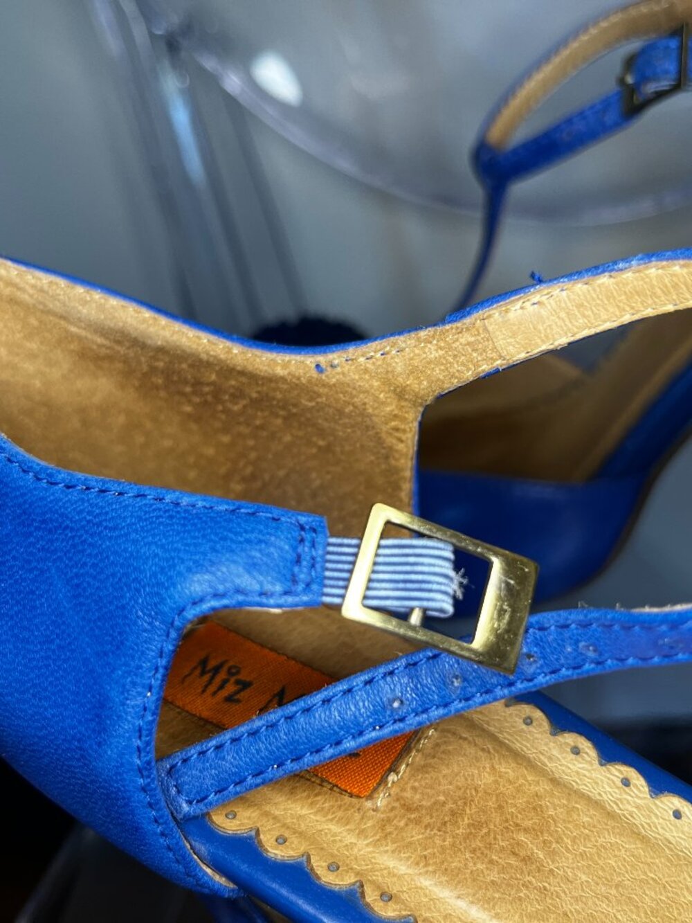 Miz Mooz cobalt blue t-strap pumps with rosette - Picture 4 of 7
